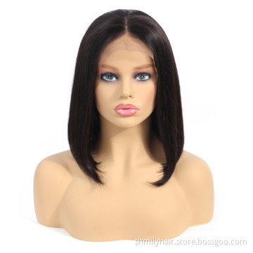 Peruvian Natural Human Hair Wigs Short Bob Cut Straight Virgin Single Donor Raw Human Hair Peruvian 13x4 Lace Frontal Bob Wig